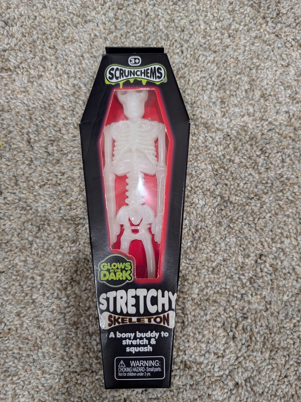 Glow-in-the-Dark Stretchy Skeleton Toy - White Scrunchems
